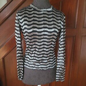 Hanky Panky Metallic Wavy Long Sleeve Top S